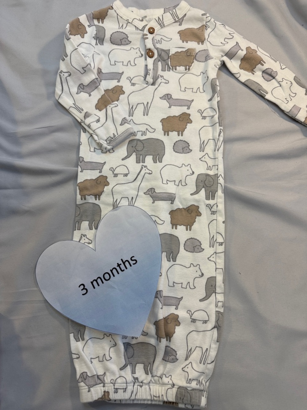 Carter's Cream Animal Print Footed Pajamas with Gray and Brown Accents